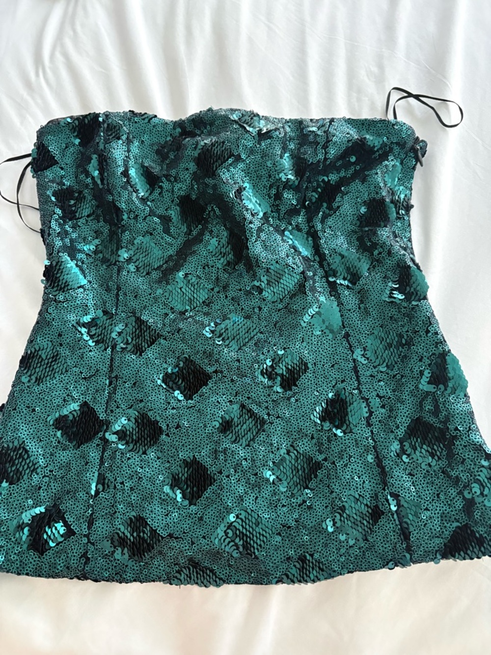 Zara Strapless Teal Sequin Top